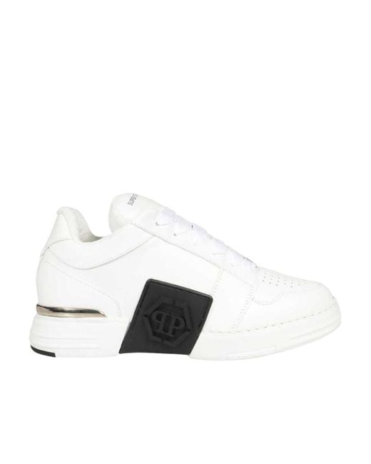 Philipp Plein White Logo Low Upper Board Shoes for men