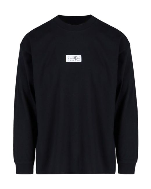 MM6 by Maison Martin Margiela Blue Logo Patch Crewneck Sweatshirt for men