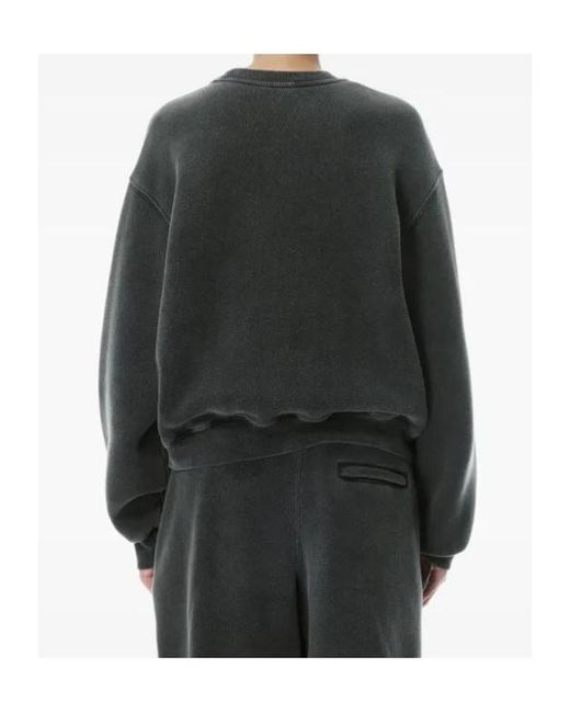 Alexander Wang Black T By Logo Printed Drop Shoulder Sweatshirt