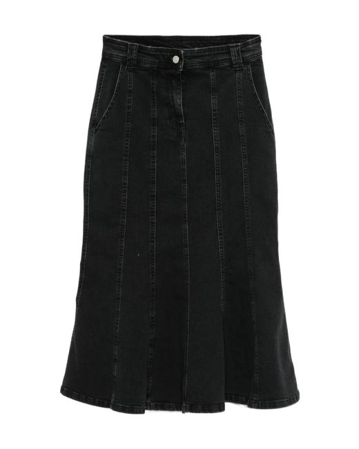 Twinset Black Pleated Denim Skirt