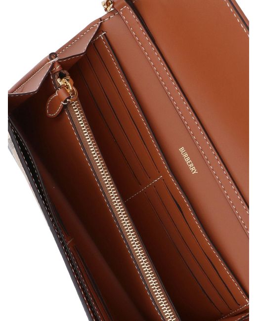 Burberry Brown Checked Chain-Linked Shoulder Bag