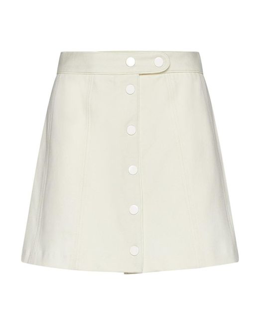 A.P.C. White Buttoned A-Line Mini Skirt