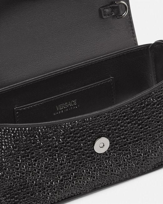 Versace Black La Medusa Embellished Chain-Linked Mini Tote Bag