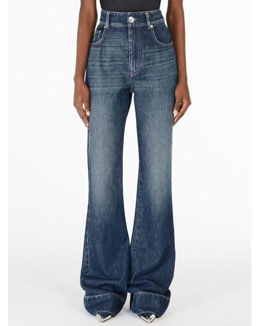 Sportmax Blue Logo Patch Flared Jeans