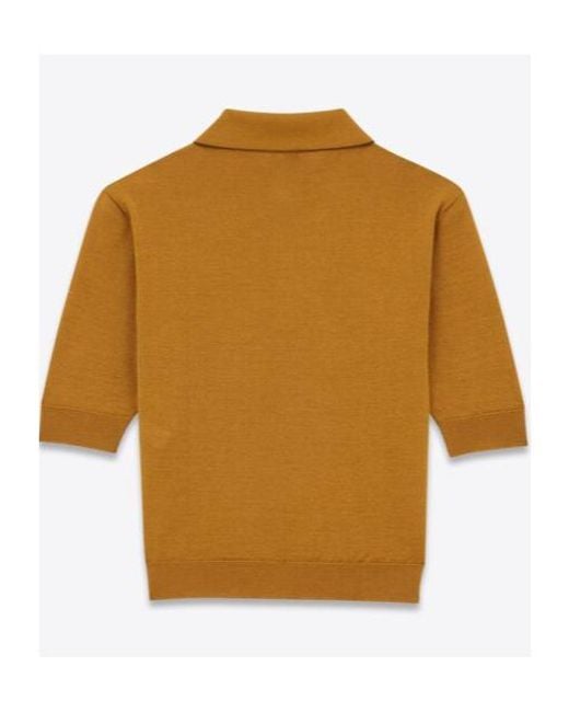 Saint Laurent Brown Cassandre Short-Sleeved Polo Shirt