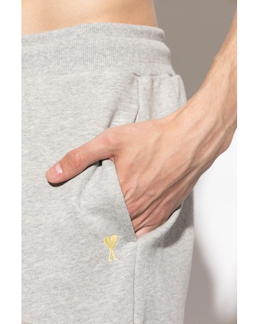 AMI Gray Ami De Coeur Track Pants for men