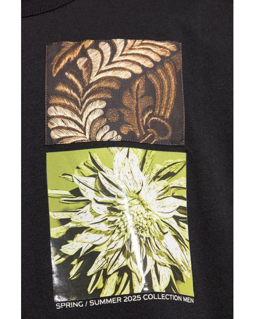 Dries Van Noten Black Graphic-Printed Crewneck T-Shirt for men