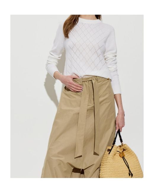 Balmain White Diamond-Knit Crew Neck Sweater