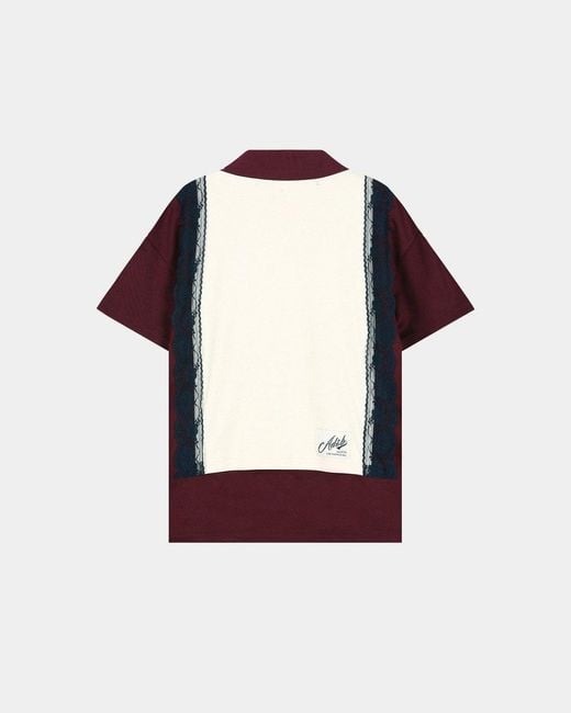 ANDERSSON BELL Red Stretch Mesh And Pique Knit Polo Shirt