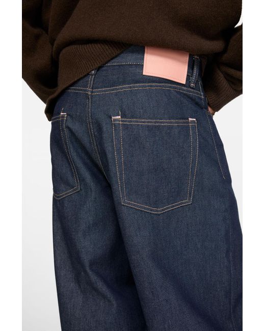 Acne Blue Logo-Patch Wide-Leg Jeans for men