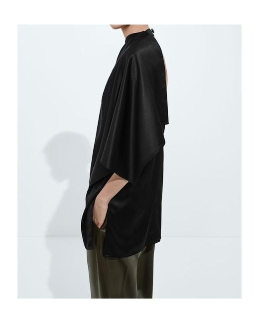 Bottega Veneta Black Draped Cape Detail Top