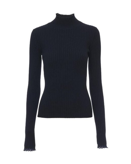 Chloé Blue Chloé High-Neck Knitted Jumper