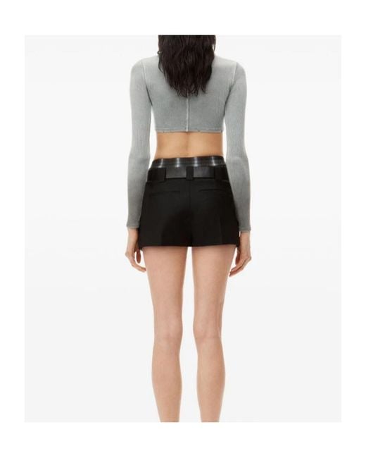 T By Alexander Wang Gray Cropped Long-Sleeve Top