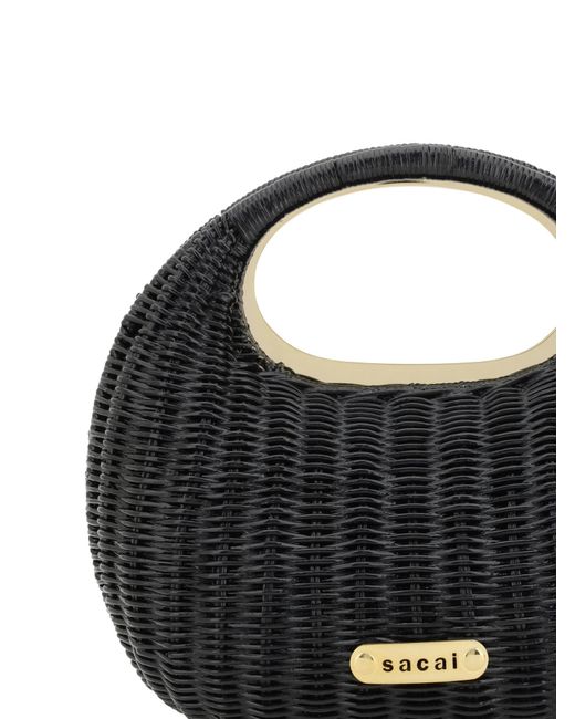 Sacai Black Logo Plaque Round Bag