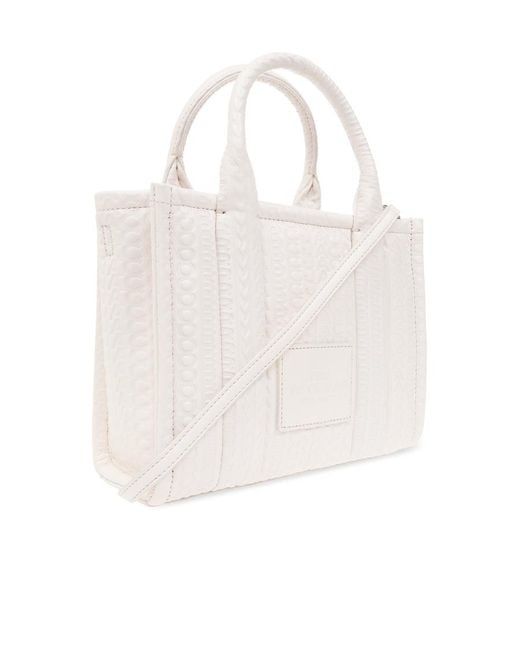 Marc Jacobs White Monogram Debossed Small Tote Bag