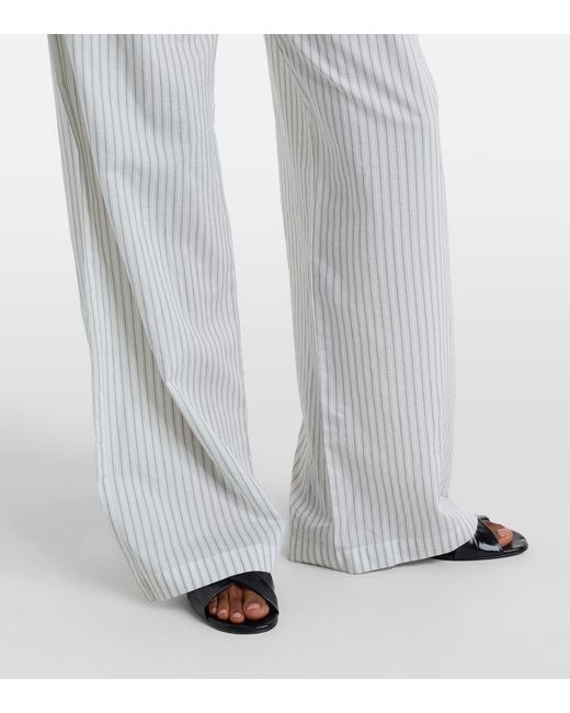 Rohe Gray Striped Silk And Cotton Wide-Leg Pants