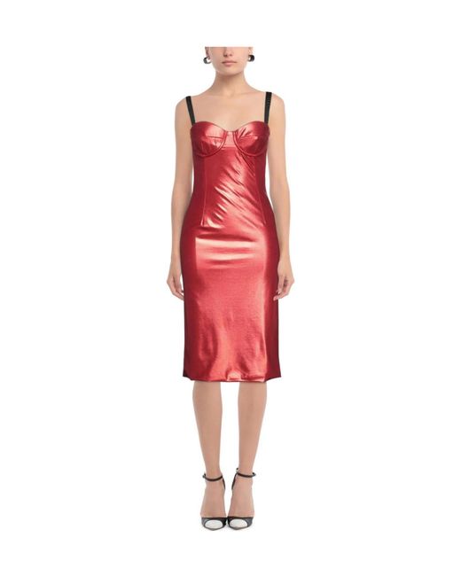 Dolce & Gabbana Red Sleeveless Slimfit Dress