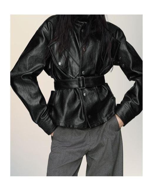Maison Margiela Black Stand Up Collar Betled Jacket