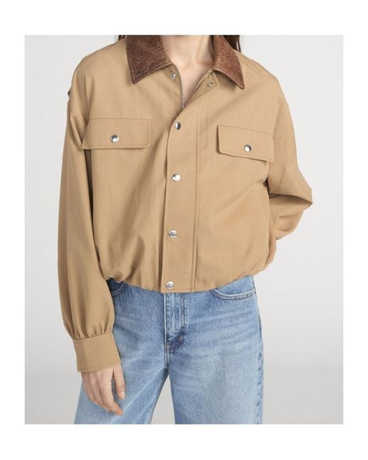 FRAME Brown The Leather Collar Bubble Jacket
