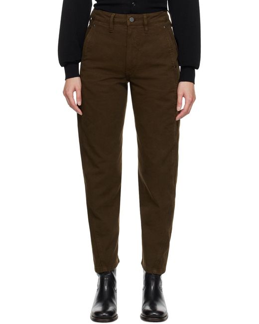 Lemaire Brown High-Waisted Cropped Leg Trousers