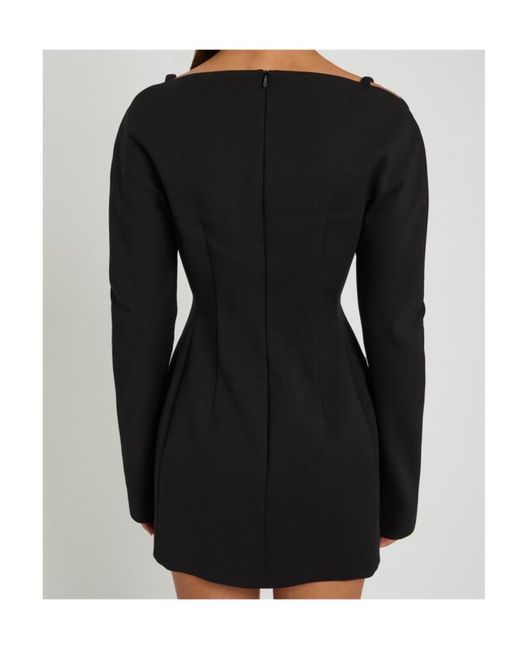 Sportmax Black Cold Shoulder Woven Mini Dress