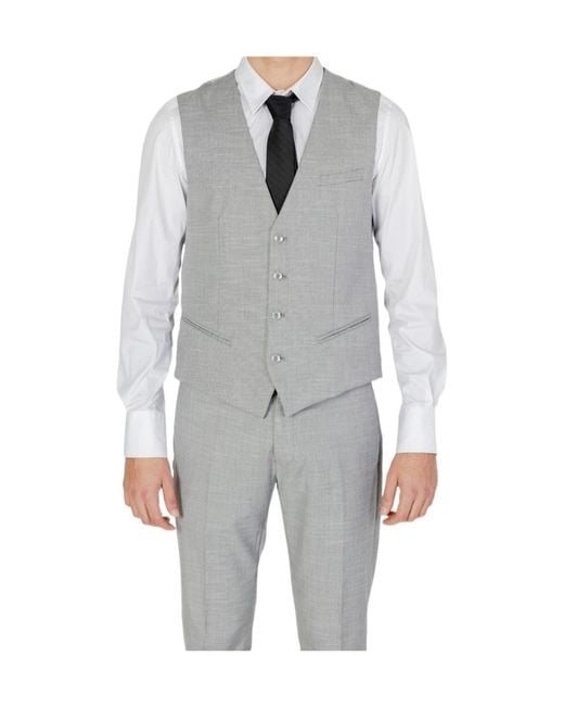 Antony Morato Gray Single-Breasted Vest for men