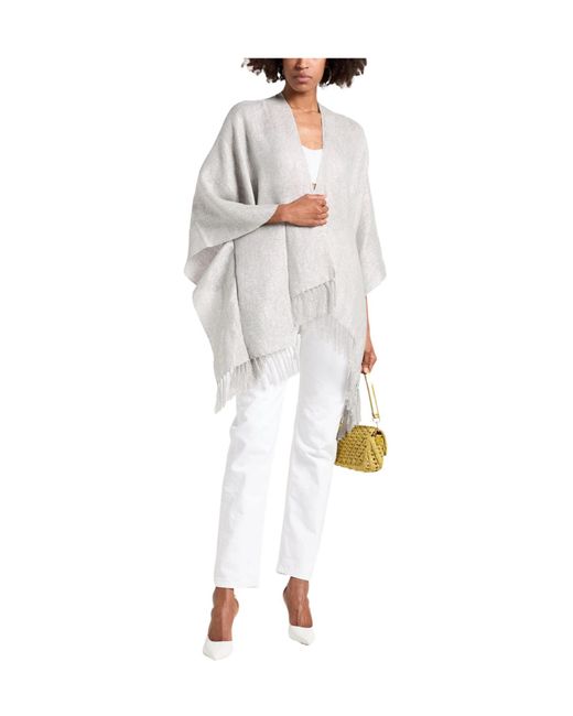 Brunello Cucinelli White Metallic Tassel Cape