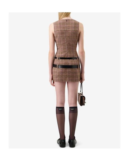 Coperni Brown Check Belted Dress
