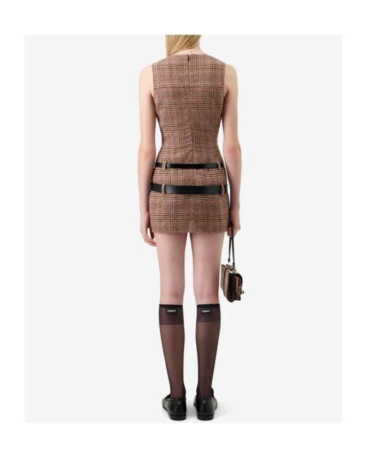 Coperni Brown Check Belted Dress