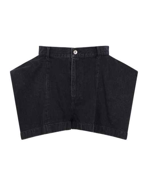 Sacai Blue Mid-Rise Denim Shorts