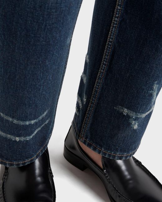 Prada Blue Distressed Straight-Leg Jeans