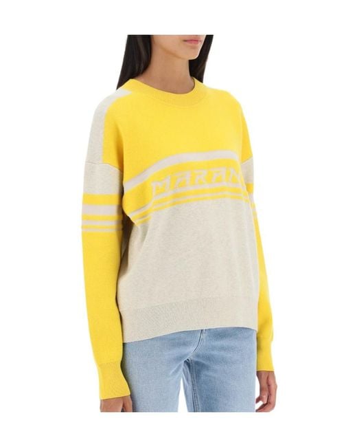 Isabel Marant Yellow Isabel Marant Étoile Callie Logo Intarsia Crewneck Jumper