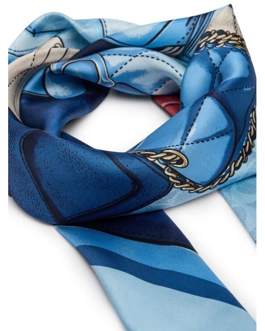 COACH Blue Pattern Silk Scarf