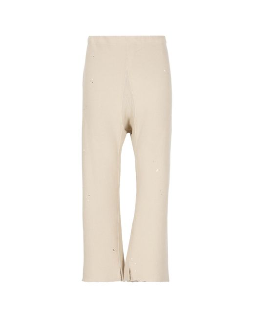 Maison Margiela Natural Drawstring-Waist Cropped Trousers for men