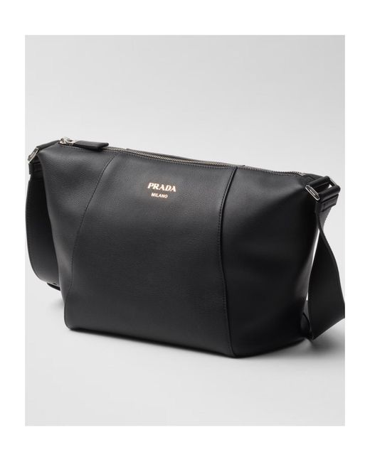 Prada Black Leather Shoulder Bag for men