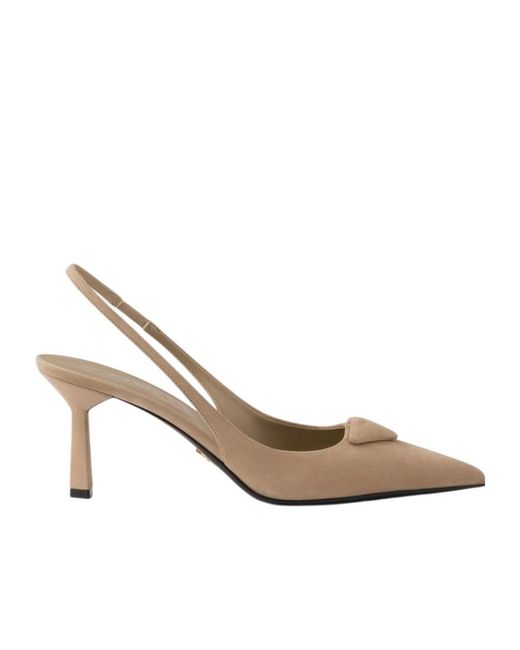 Prada White Suede Slingback Pumps