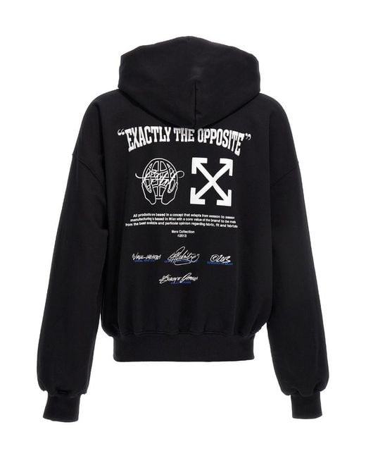 Off-White c/o Virgil Abloh Blue Graphic-Print Cotton Hoodie for men