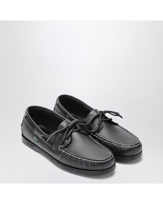 Paraboot Black Almond Toe Lace-Up Shoes for men