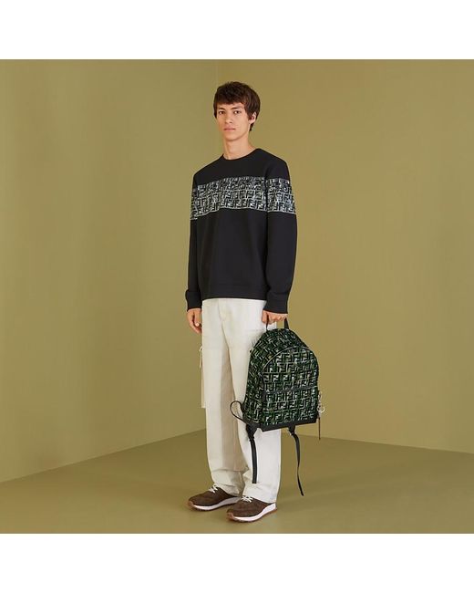 Fendi Black Ff Camouflage Printed Hoodie for men
