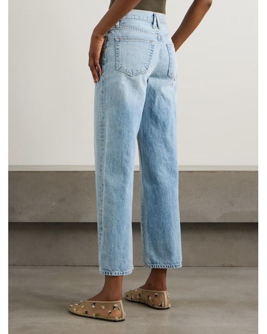SLVRLAKE Denim Blue Grace High-Rise Wide-Leg Jeans