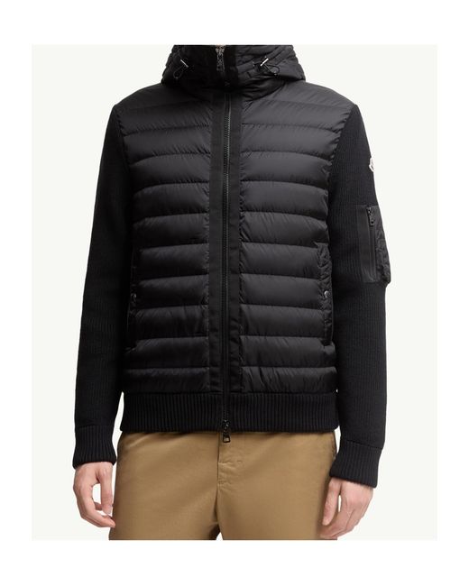 Moncler Black Quilted Zip-Up Jacket for men