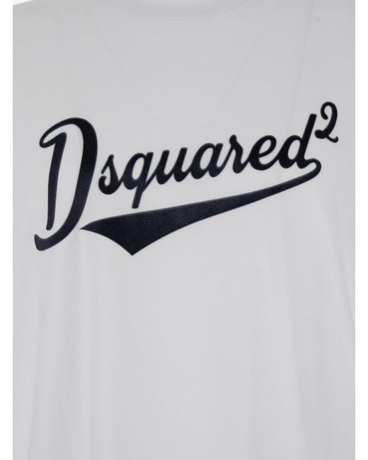 DSquared² Gray Cool Fit Velvet Logo T-Shirt for men