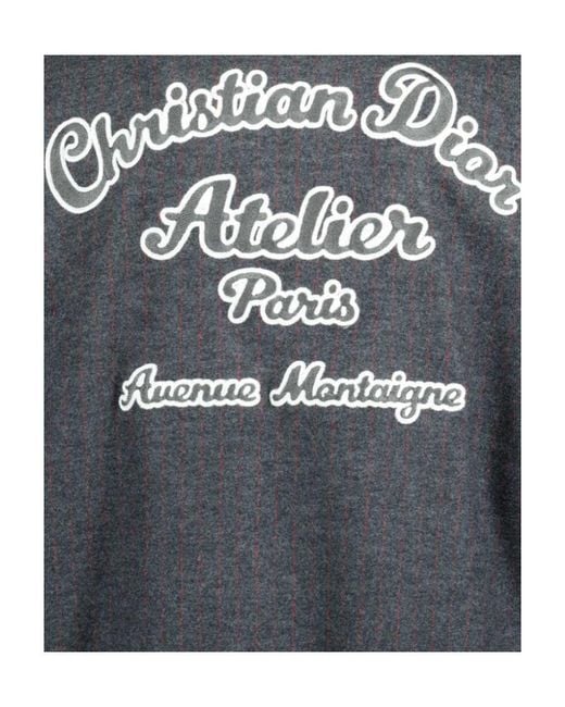 Dior Gray Dark Atelier Baseball Jacket for men