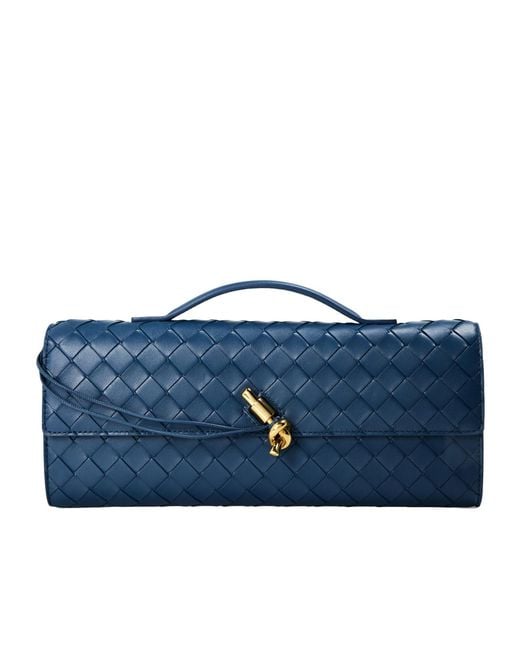 Bottega Veneta Blue Lambskin Clutch