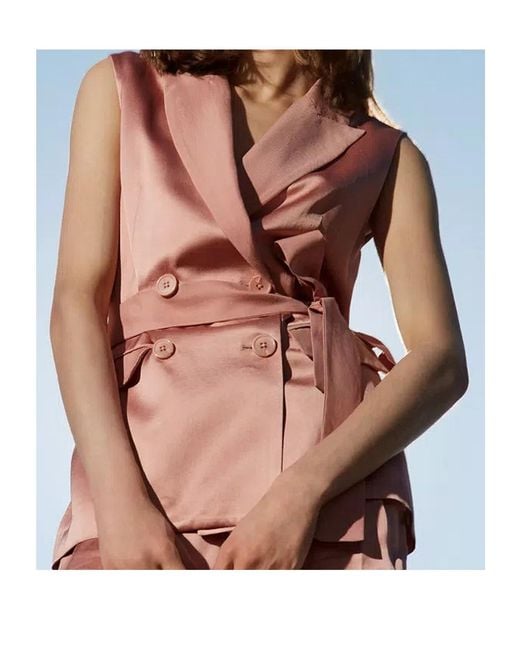 Twinset Pink Satin Belted Blazer