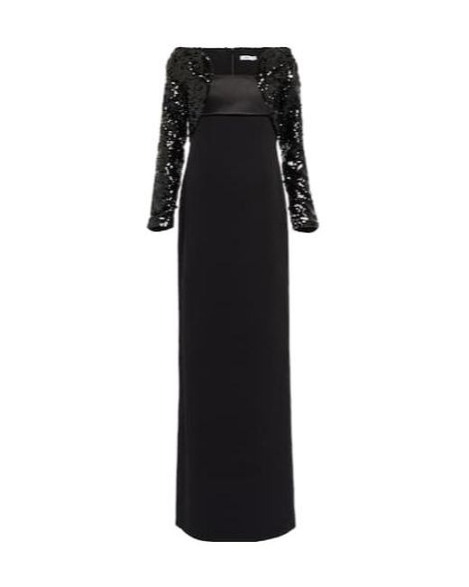 Safiyaa Black Liza Sequined Crêpe Gown