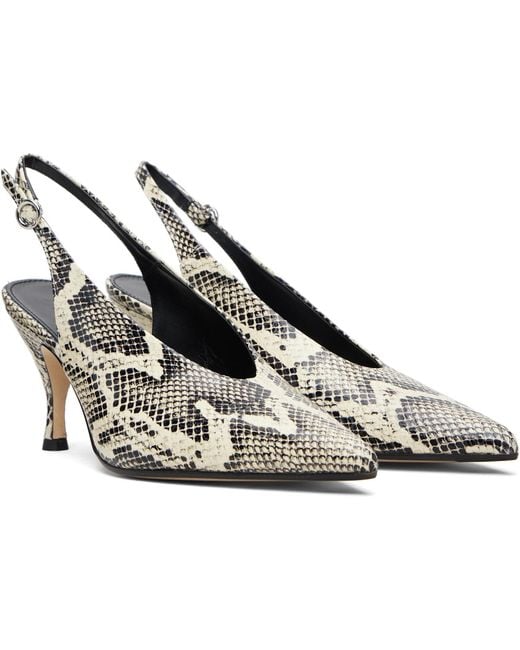 Aeyde White Embossed Pointed Toe Pumps