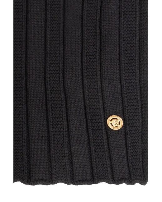 Versace Black Logo-Plaque Scarf