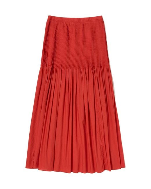 Auralee Pleated Tiered Maxi Skirt