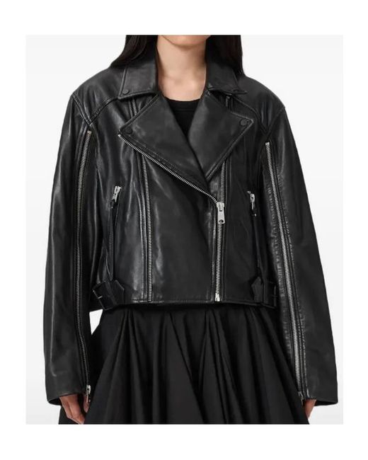 AllSaints Black Masone Leather Biker Jacket